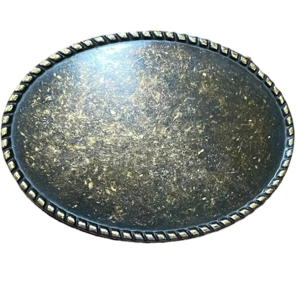 Western Oval Hammered Vintage Belt Buckle replacement antique brass 3 in x 4 in